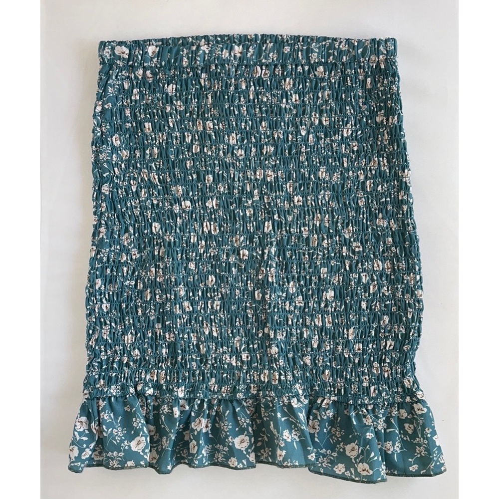 Floral Print Smocked Ruffle Mini Skirt